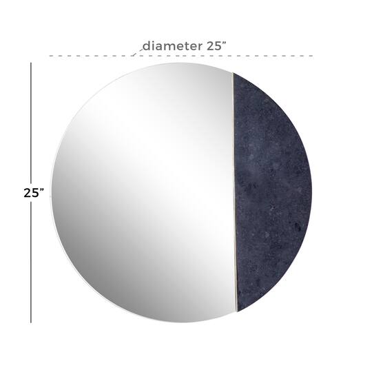 28" Black Contemporary Marble Wall Mirror